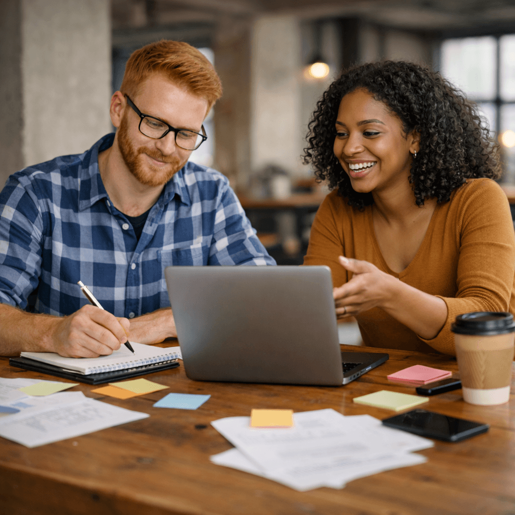 Collaboration créative dans un espace moderne_pulna_ia