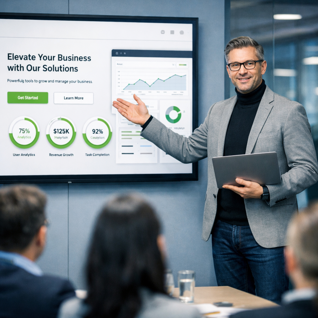 Présentation professionnelle en salle de conférence pulna ia
